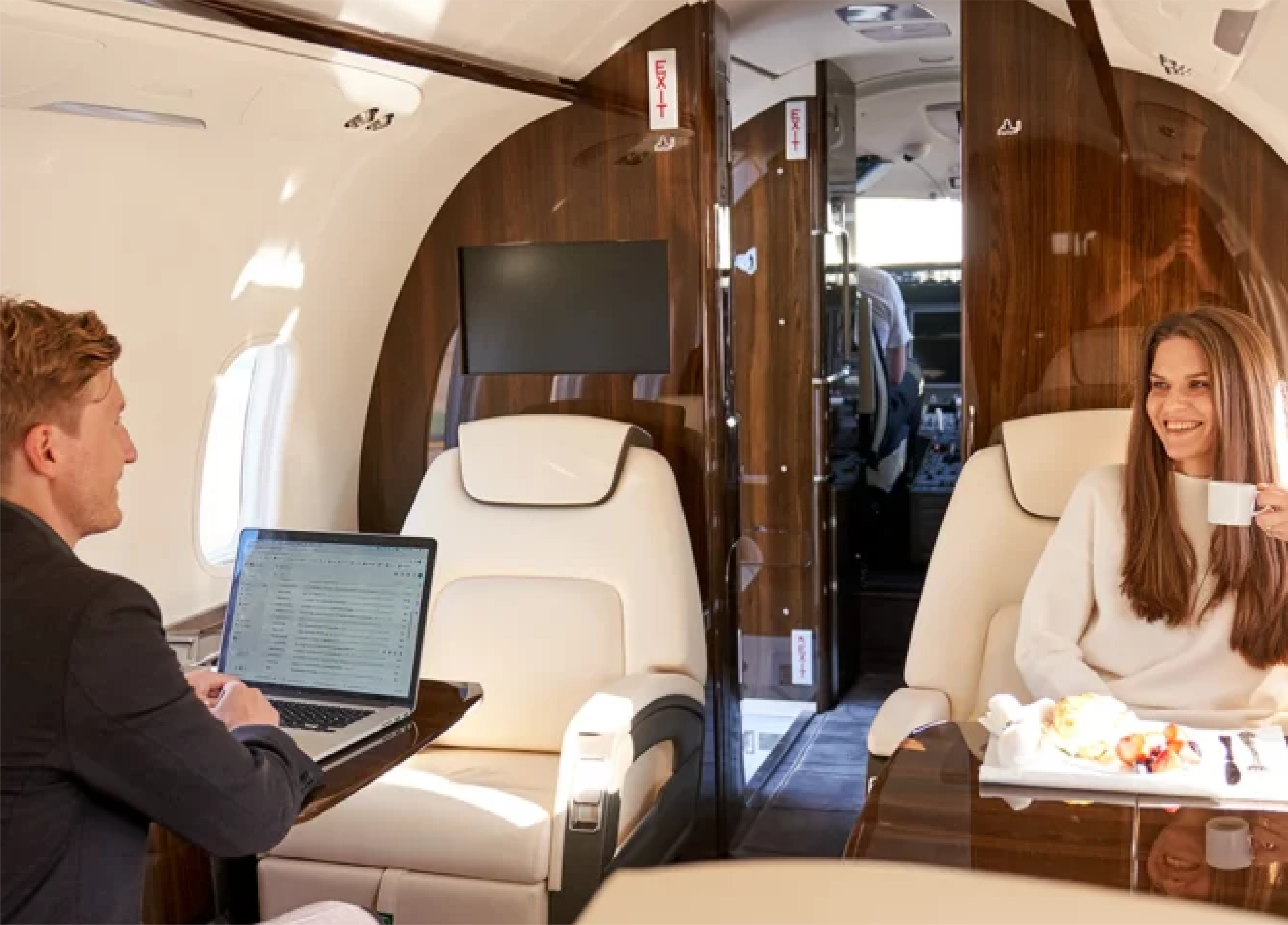 Passengers inside a Digital Air private jet